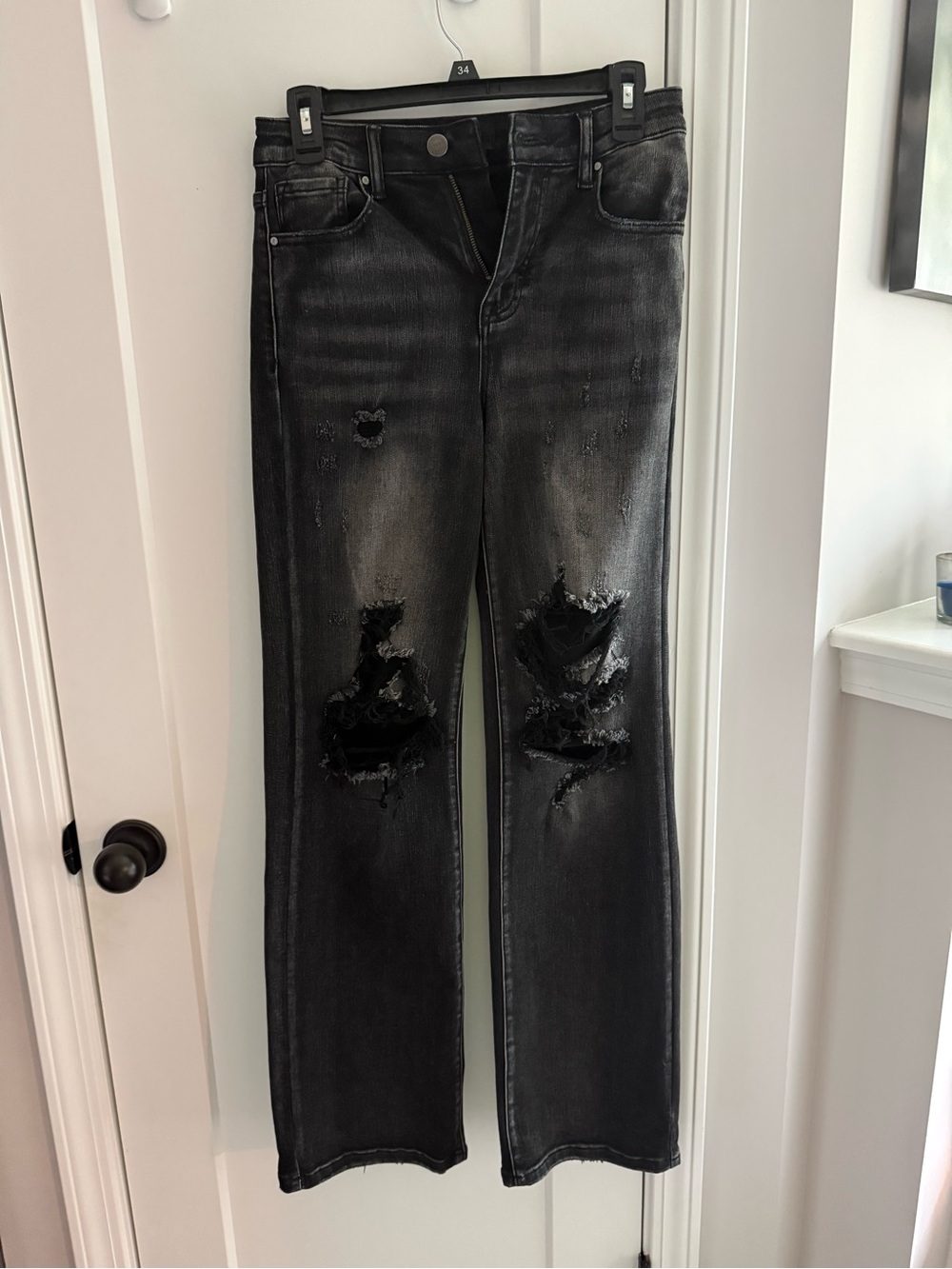 Women's Black Distressed Boot Cut Jeans
